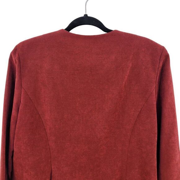 Vintage 80's R&K Originals Collarless Starburst Zip Up Blazer 14 Red Textured - Picture 7 of 10